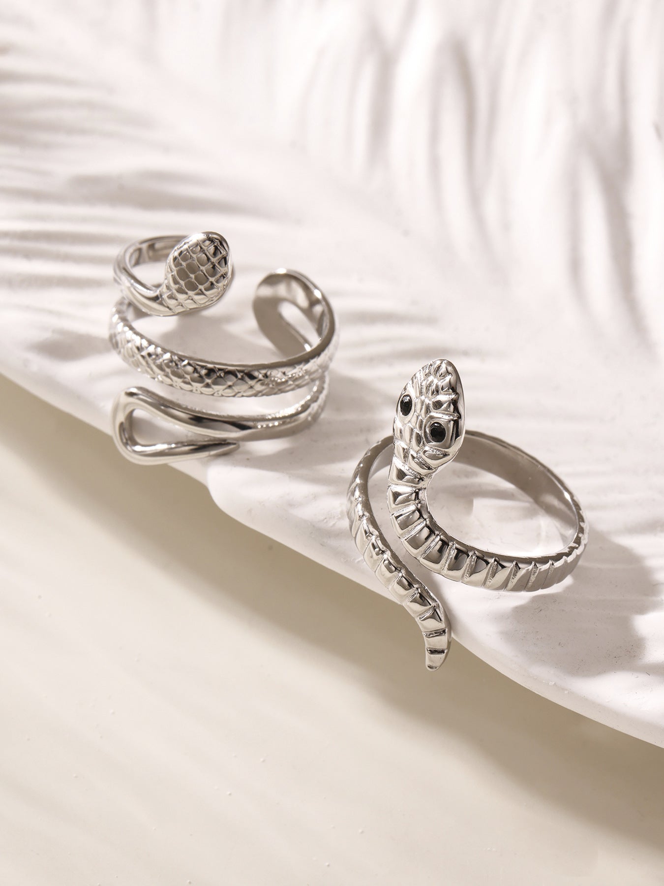 Planderful Snake Ring Stainless Steel Open Ring For Men