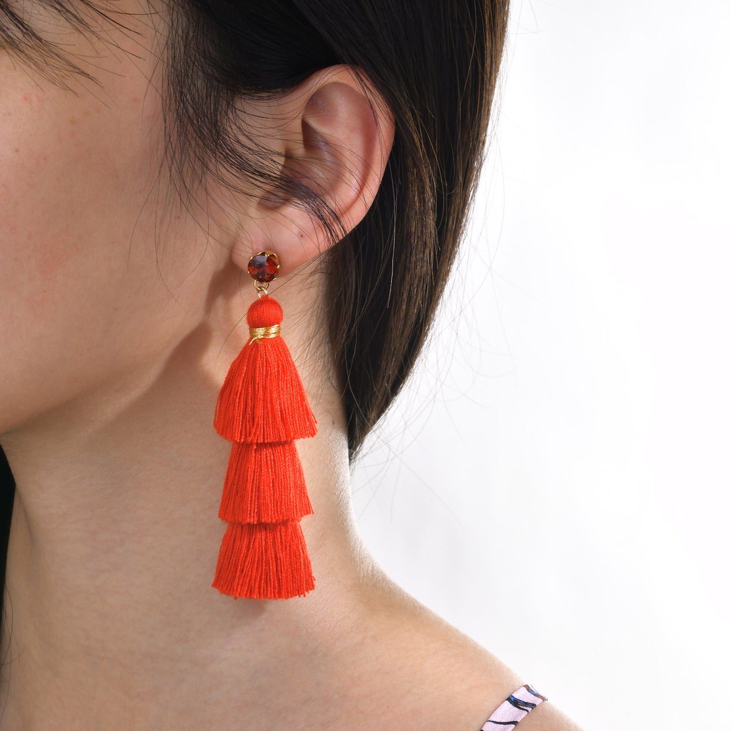 Various Stainless Steel Pomegranate Zircon Three-Color Earrings Women