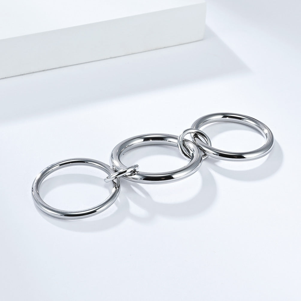 Planderful Three Layer Stacking Ring Set For Women Everyday Genie Steel Hand Jewelry