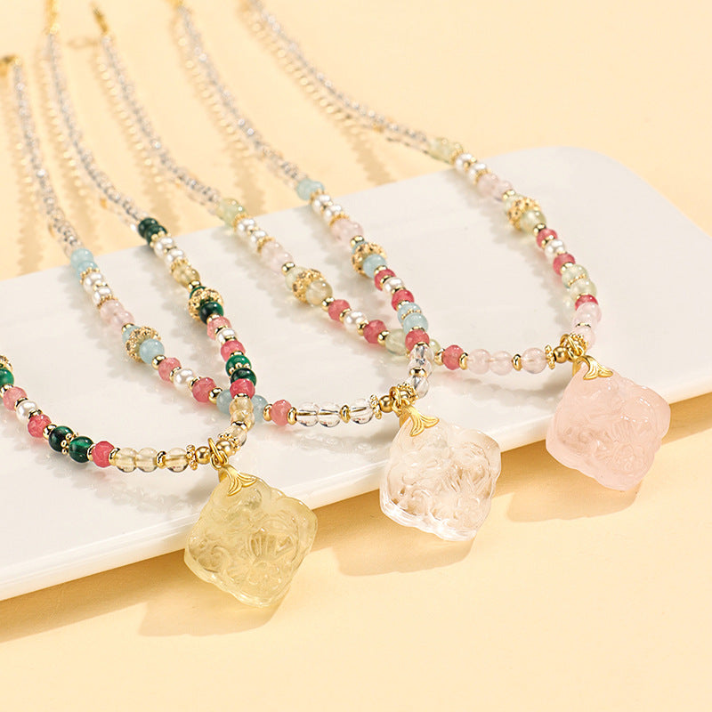 Aquamarine Crystal Pendant Necklace