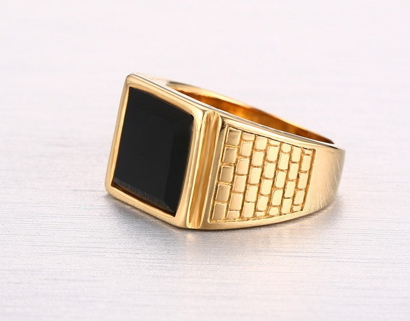 Manufacturer Spot Wholesale Stainless Steel Agate Gold Ring