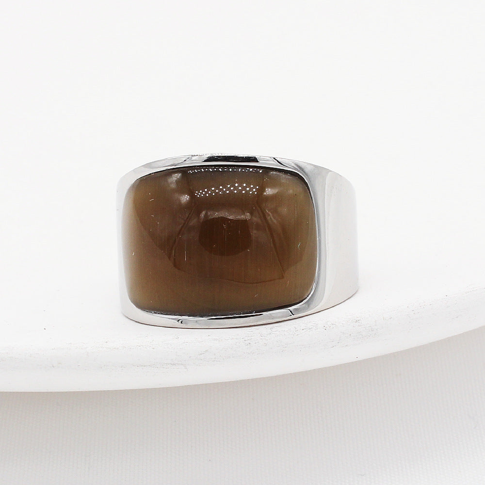 Opal Ring Titanium Steel Multicolor Unisex Protective Statement Jewelry By Planderful For All Styles
