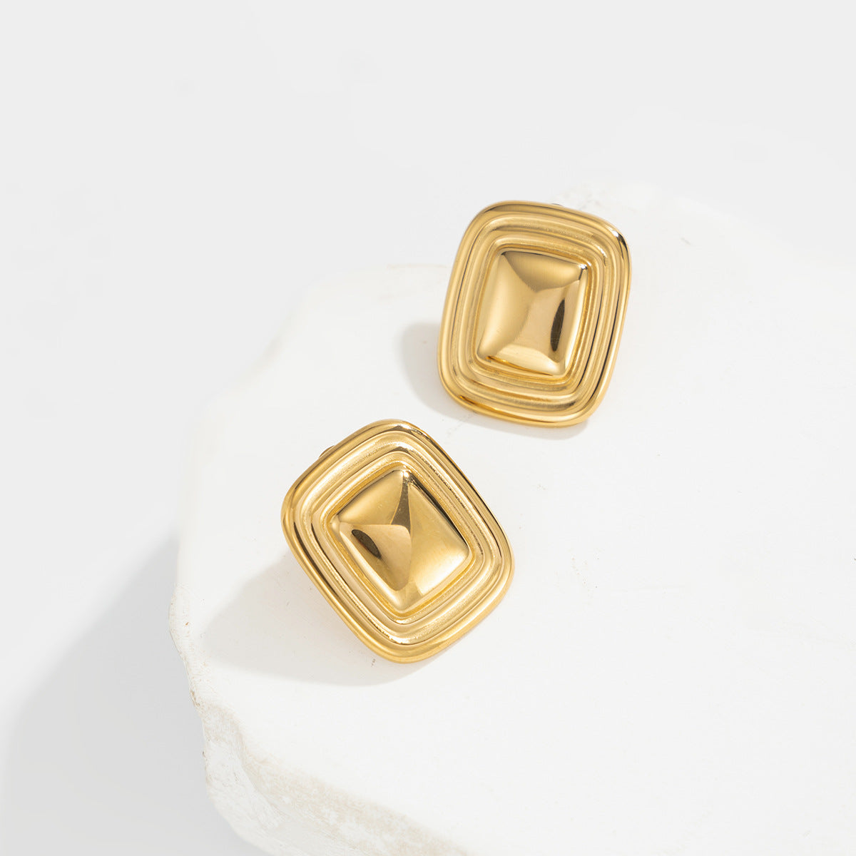 Square Stainless Steel Geometric Earrings By Planderful Vienna Verve Street Style 3D Statement Jewelry For Trendsetters