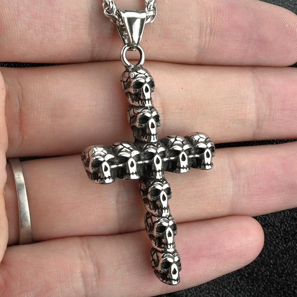 European And American Retro Men's Jewelry Skull Cross Pendant Necklace
