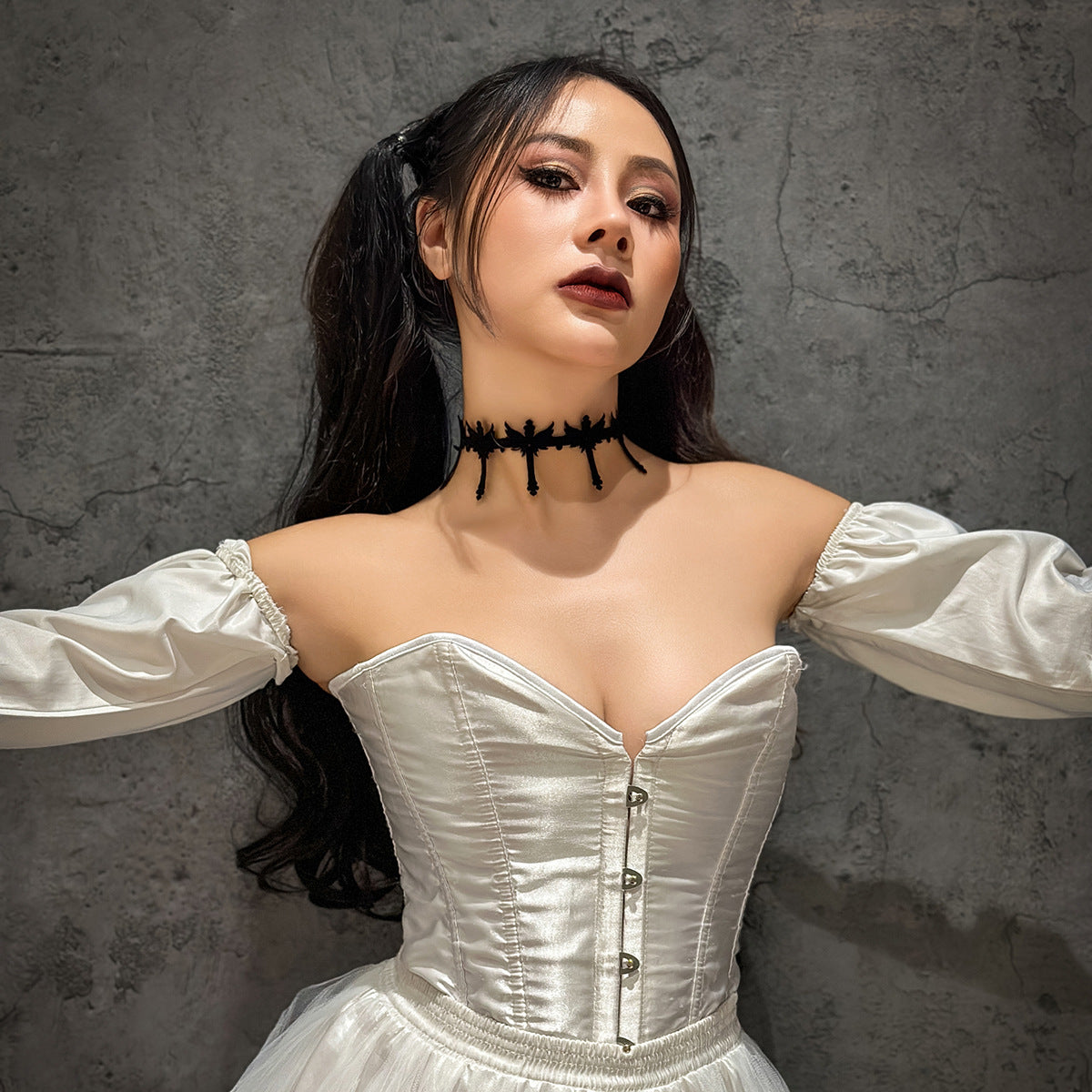 Gothic Star Tassel Crescent Pendant with Velvet Collar