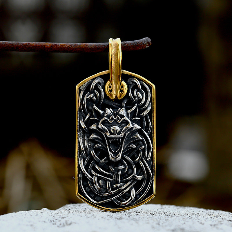 Viking-Inspired Celtic Knot Wolf Head Pendant for Men - Custom Stainless Steel Fashion Jewelry
