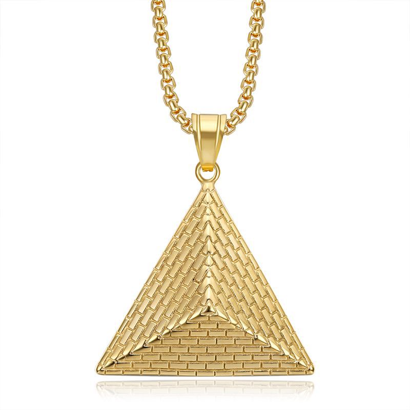 Planderful Everyday Genie Gold Plated Hip Hop Jewelry Necklace With Egyptian Pyramid Pendant For Hip Hop Fans