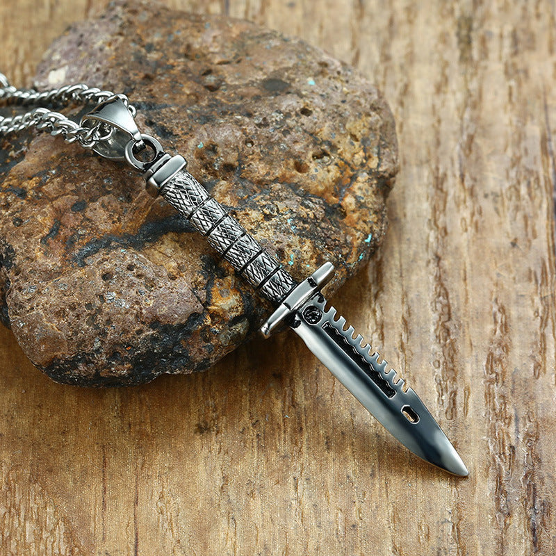 Source Factory Accessories Men's Long Stainless Steel Dagger Knife Pendant European Wholesale