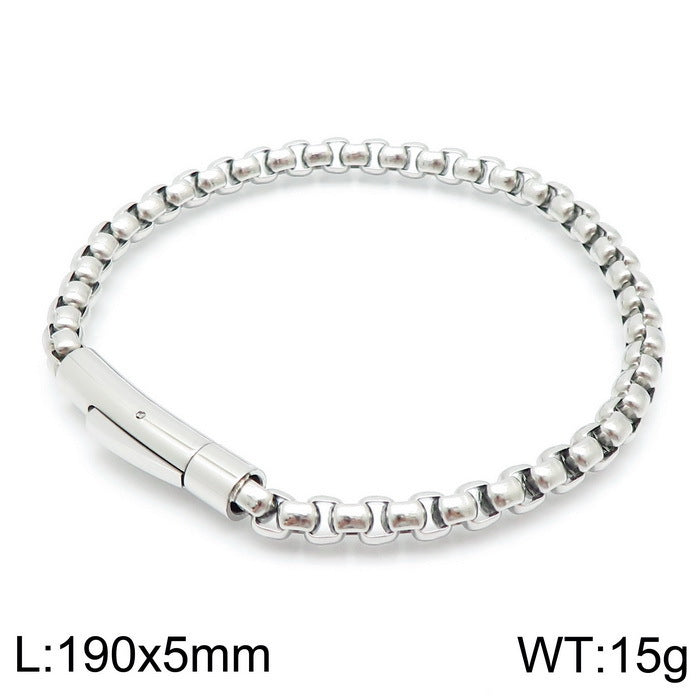 Planderful Square Pearl Bracelet Retro Magnetic Buckle Men