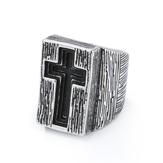 Planderful Cross Ring For Men Retro Stainless Steel Hip Hop