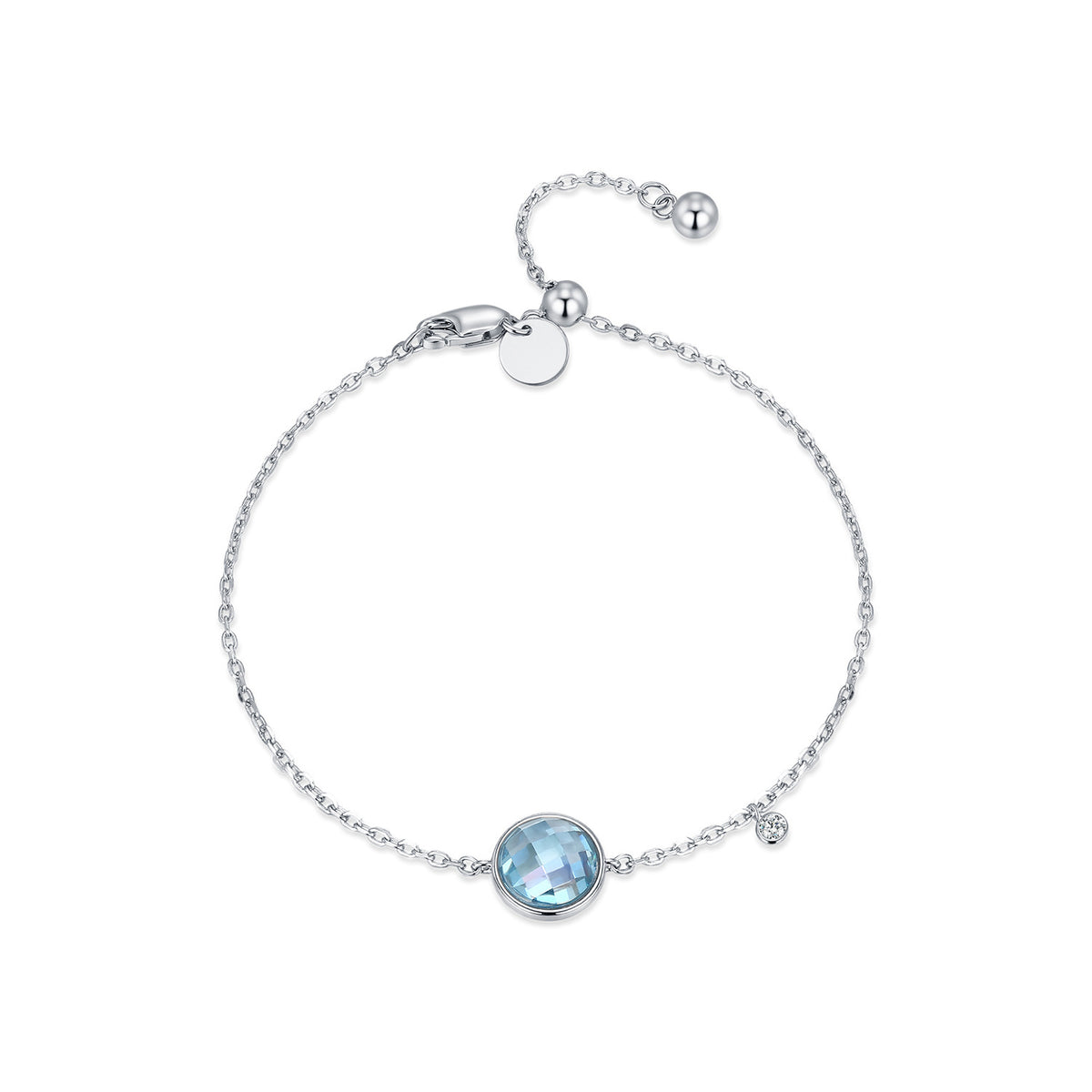 925 Sterling Silver Sea Blue Zircon Bracelet