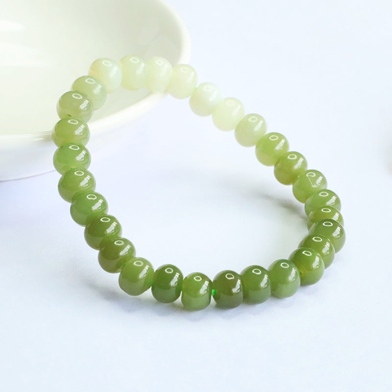 Gradient Hetian Jade Abacus Bead Bracelet