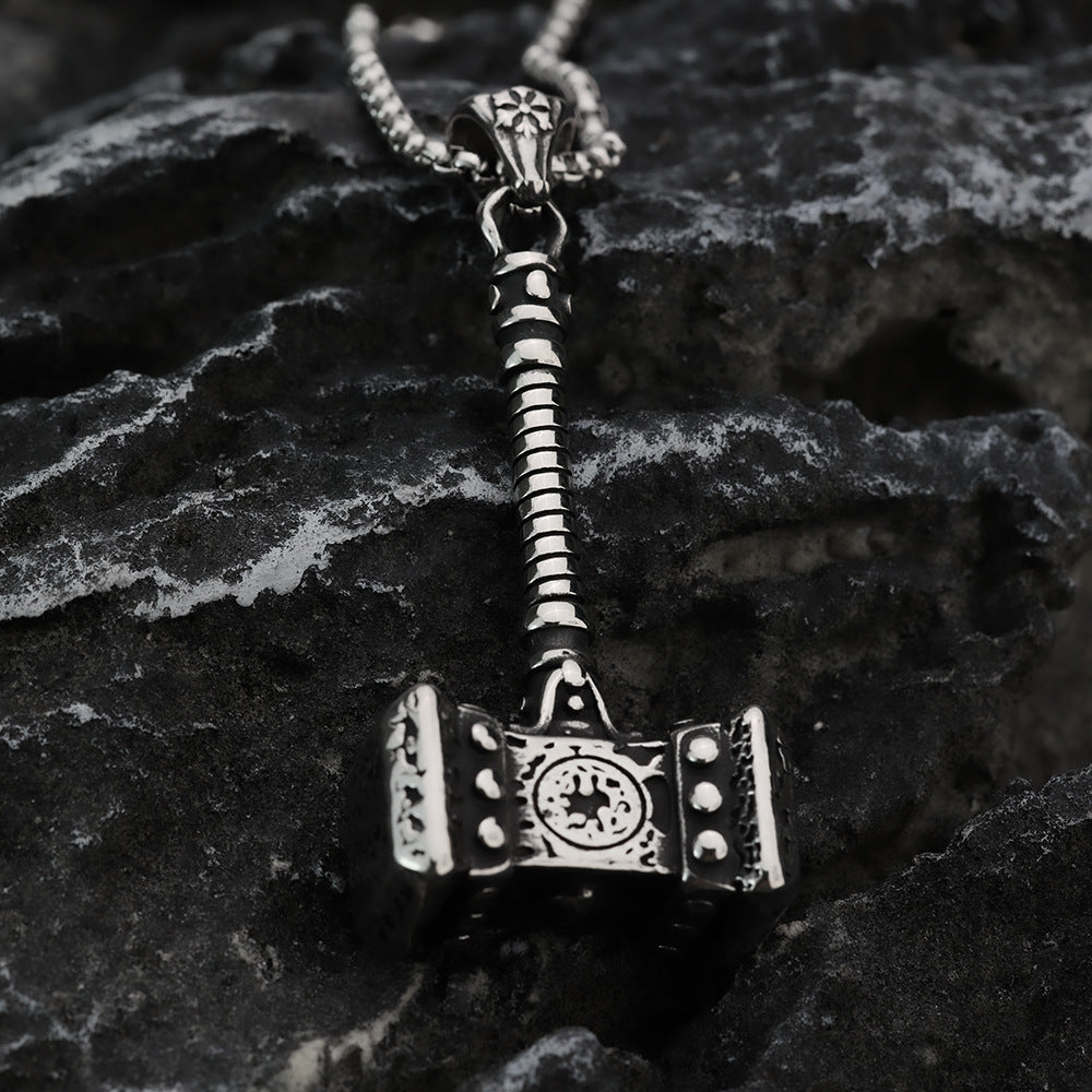 European And American Retro Stainless Steel Viking Hammer Necklace