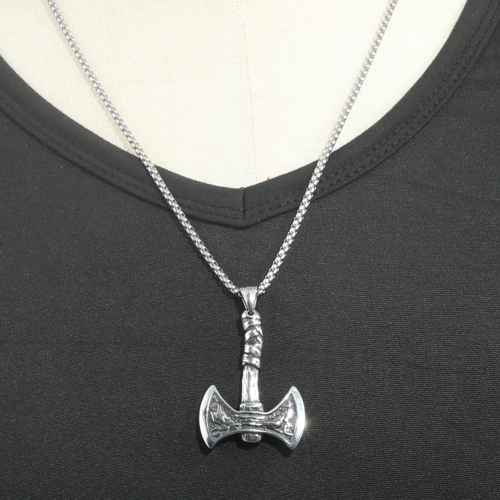 European And American Stainless Steel Double Axe Pendant