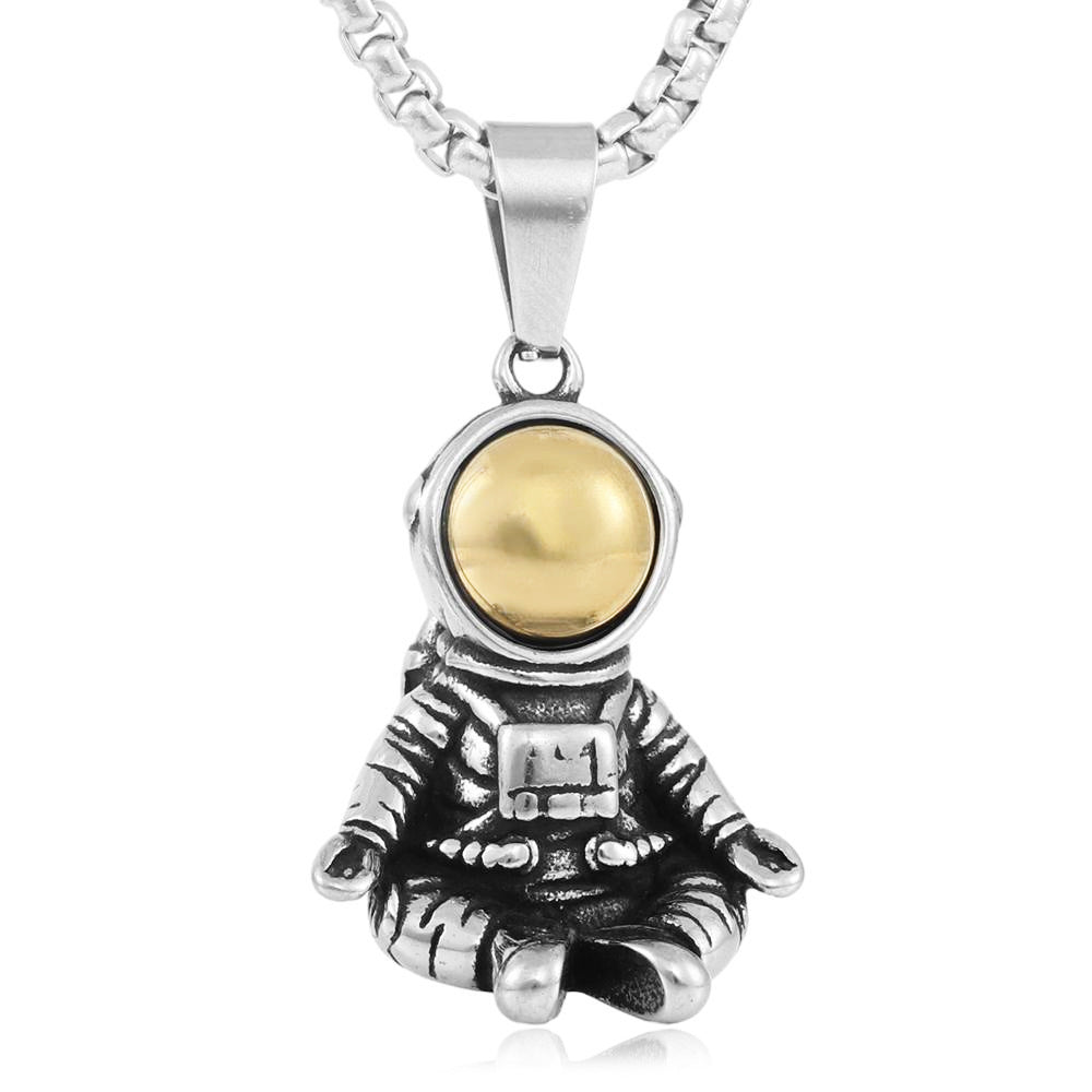 European And American Stainless Steel Astronaut Pendant Necklace