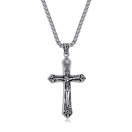 Elegant Retro Titanium Steel Cross Hipster Necklace for Men