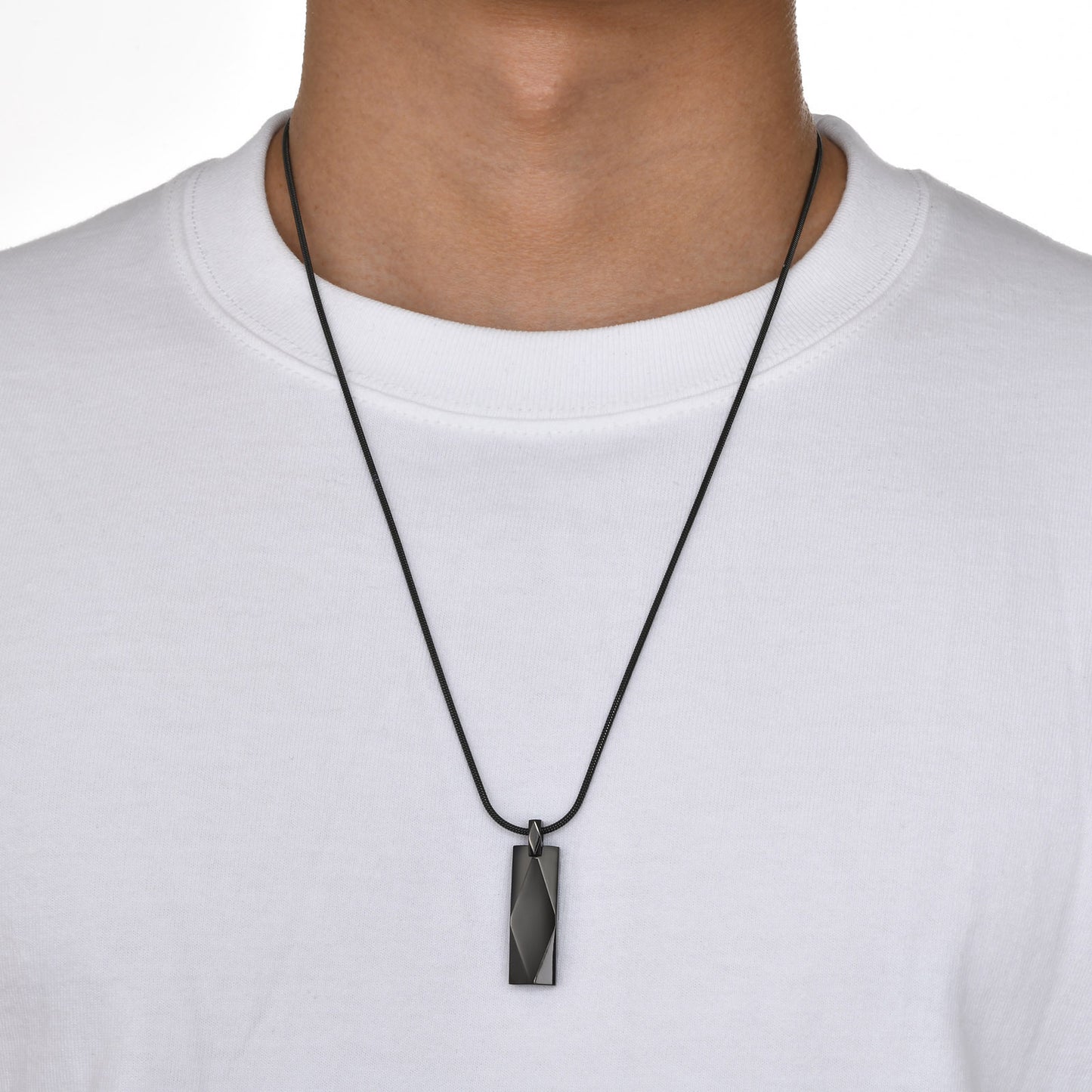 Stainless Steel Rectangular Strip Geometric Necklace for Men