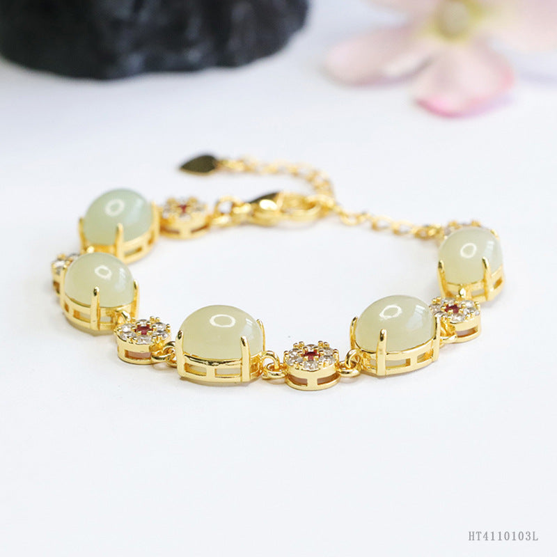 Qingshui Hetian Jade Five-Stone Bracelet