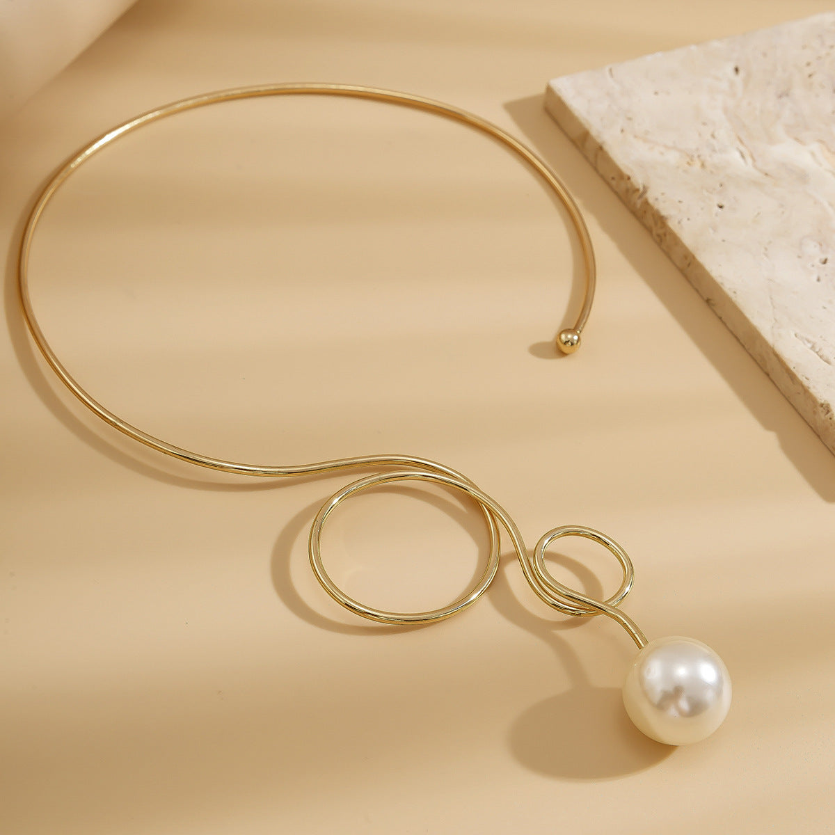 Pearl-Style Water Drop Hoop Choker