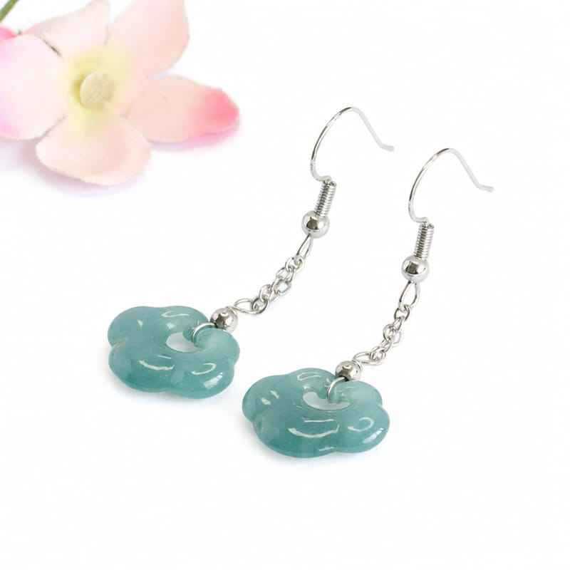 Jadeite Ruyi Cloud 925 Silver Hook Earrings