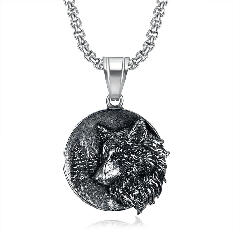 Steel Necklace – Vintage Viking Wolf Pendant For Men With Nordic Odin Design And Streetwear Edge