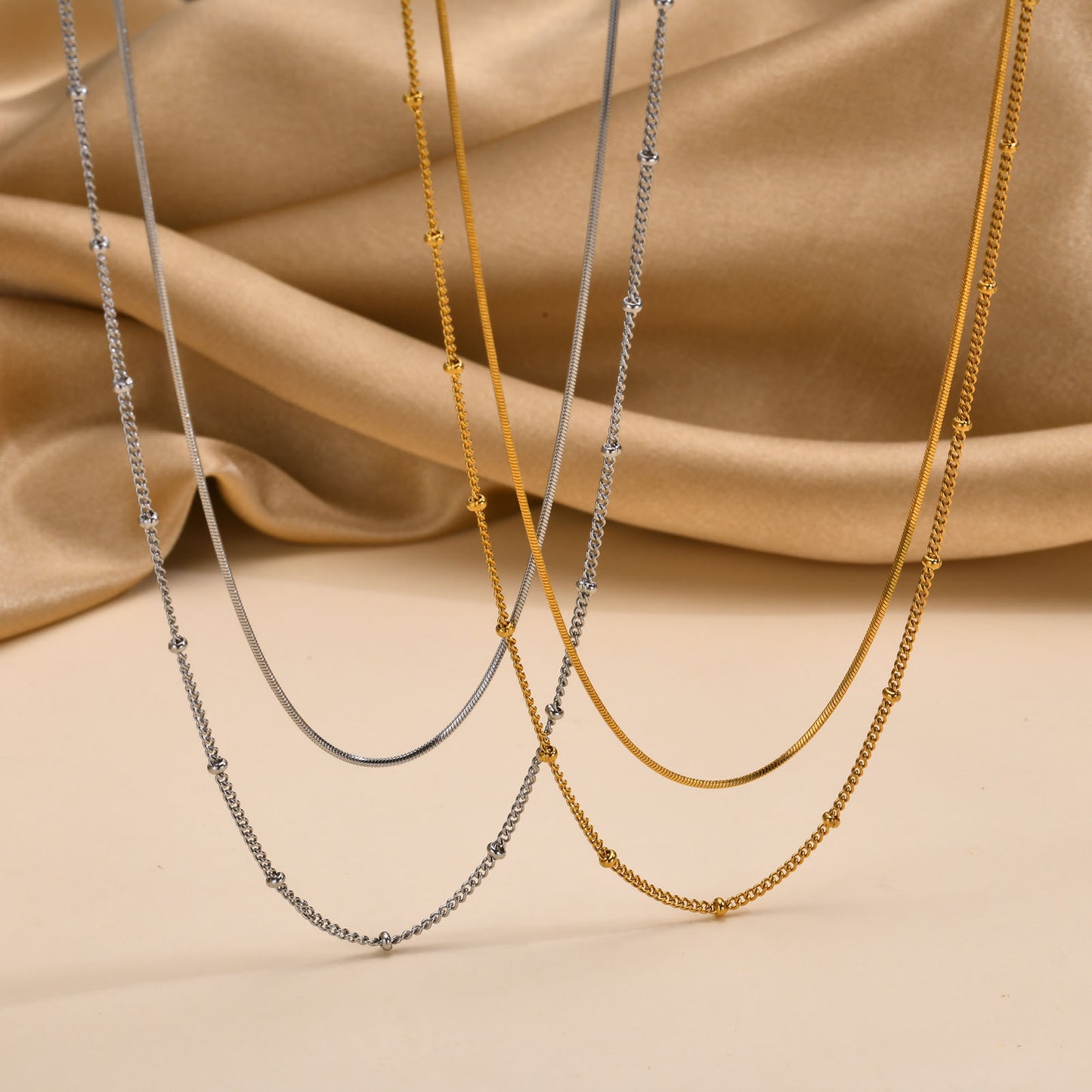 Cross-Border Jewelry Double-Layer Gold Snake Chain Necklace