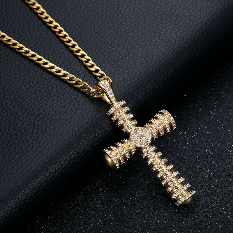 Titanium Steel Necklace – Statement Hip Hop Cross Pendant