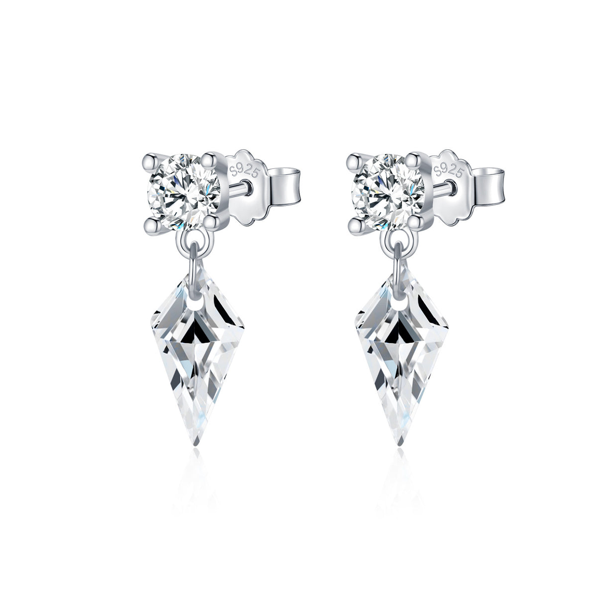 925 Sterling Silver Kite-Cut Earrings