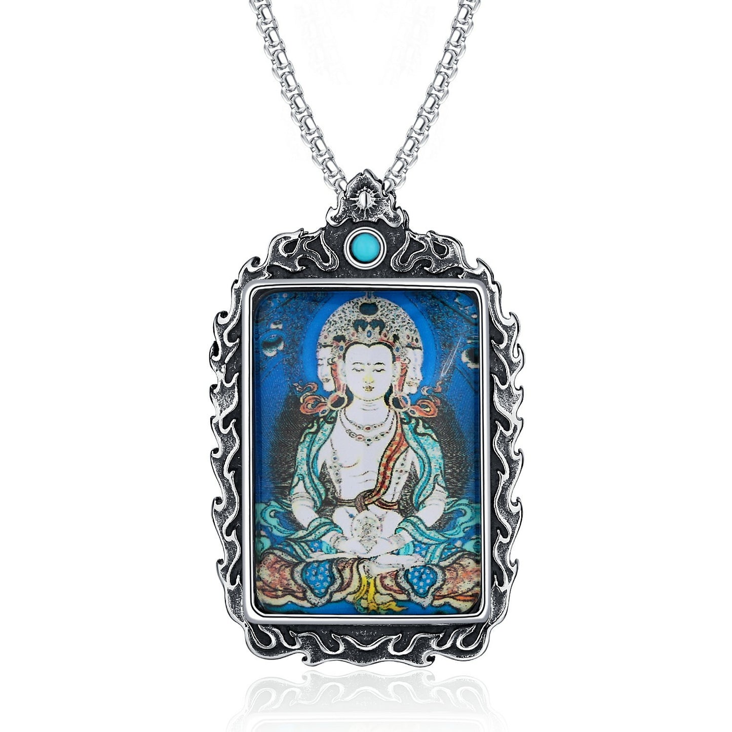 Steel Necklace – Elegant Thangka Zodiac Guardian Amulet