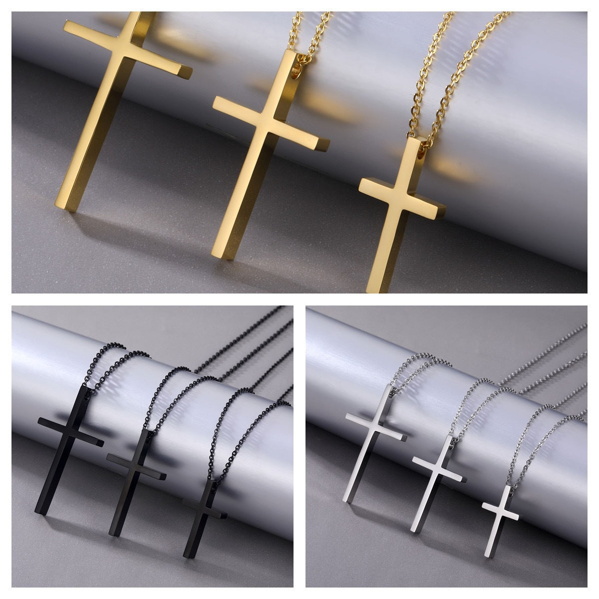 Planderful Everyday Genie Cross Pendant Necklace For Men Stainless Steel Hip Hop Style Bold Gift