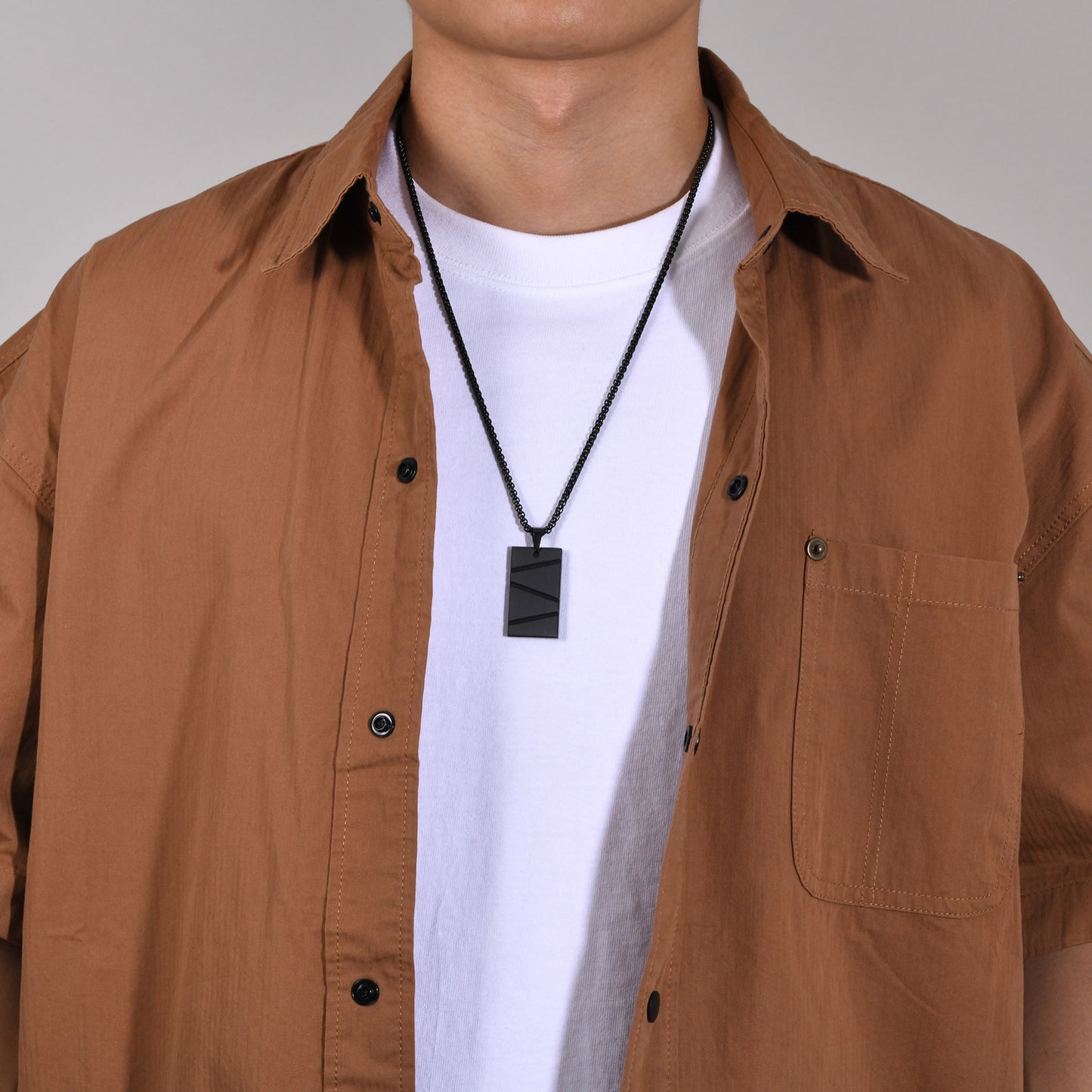 Titanium Steel Geometric Pendant Necklace for Men Engrave