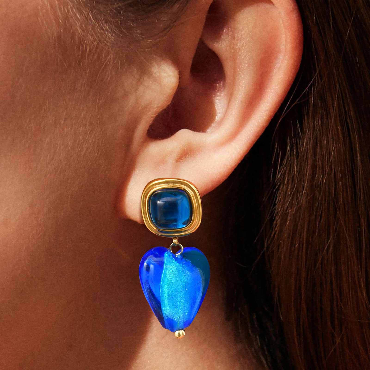 Rust Steel Retro Glazed Love Gold Expansion Love Earrings