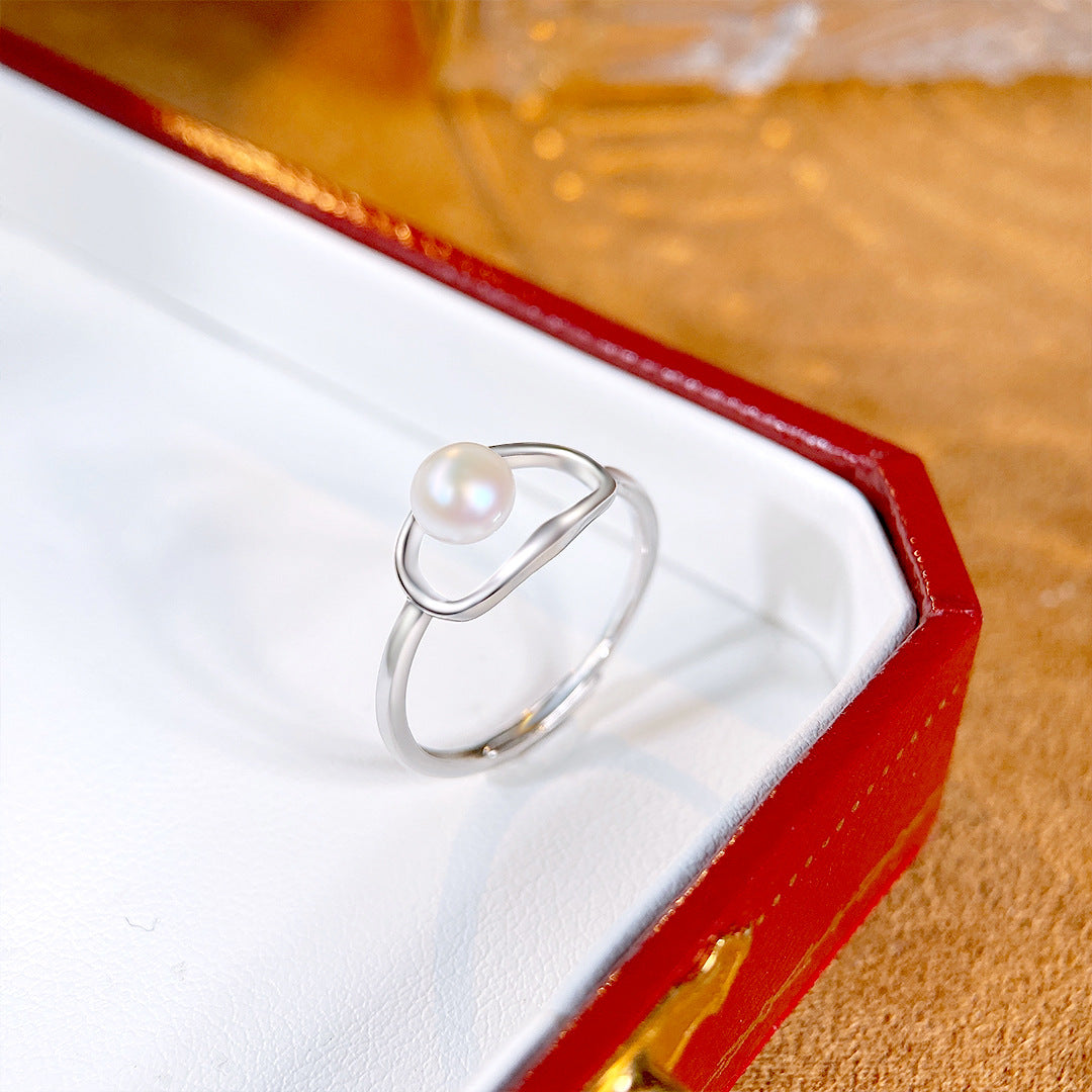 Pearl Cat S925 Sterling Silver Ring