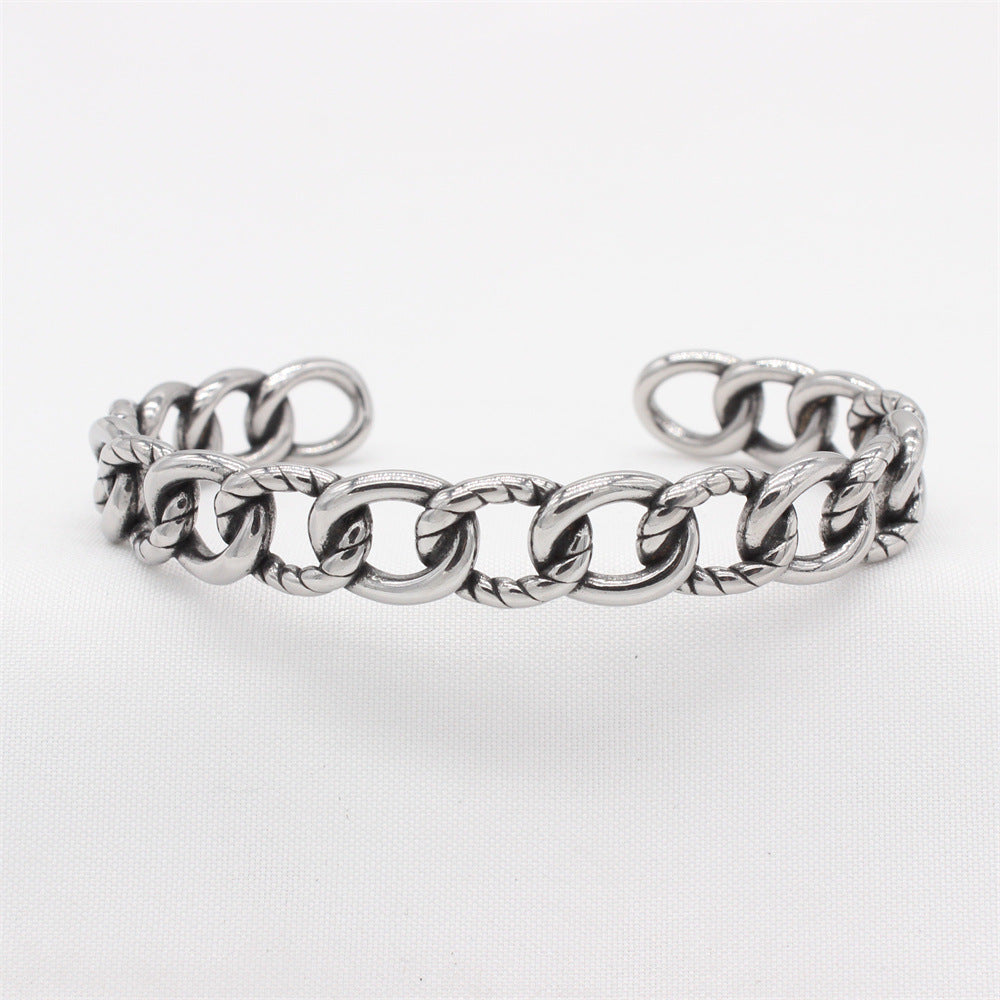 Planderful Everyday Genie – European and American Retro Men's Hollow Chain Opening Bracelet