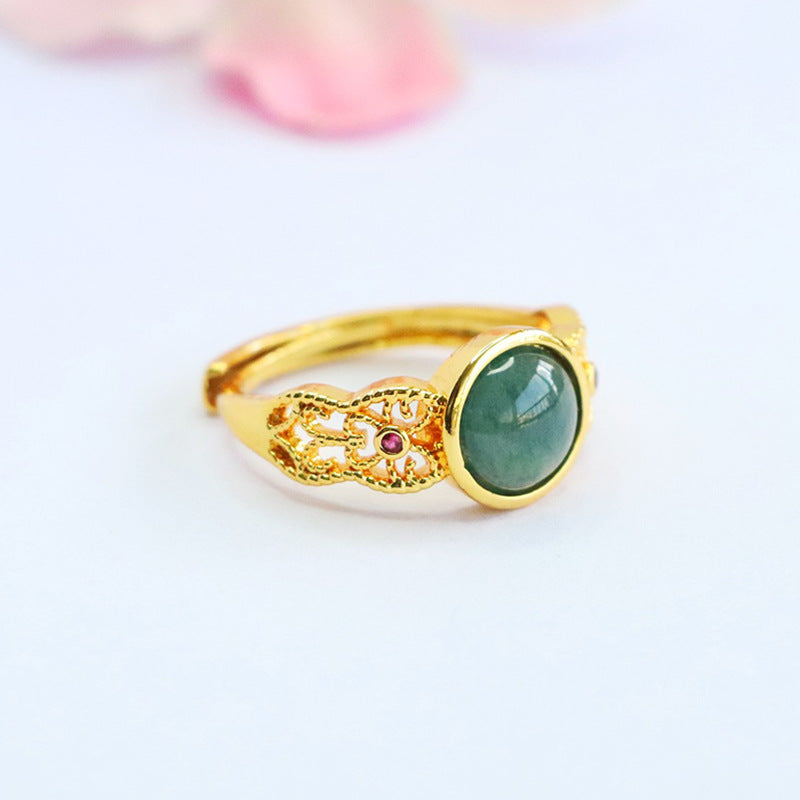 Blue-Water Jadeite Filigree Ring
