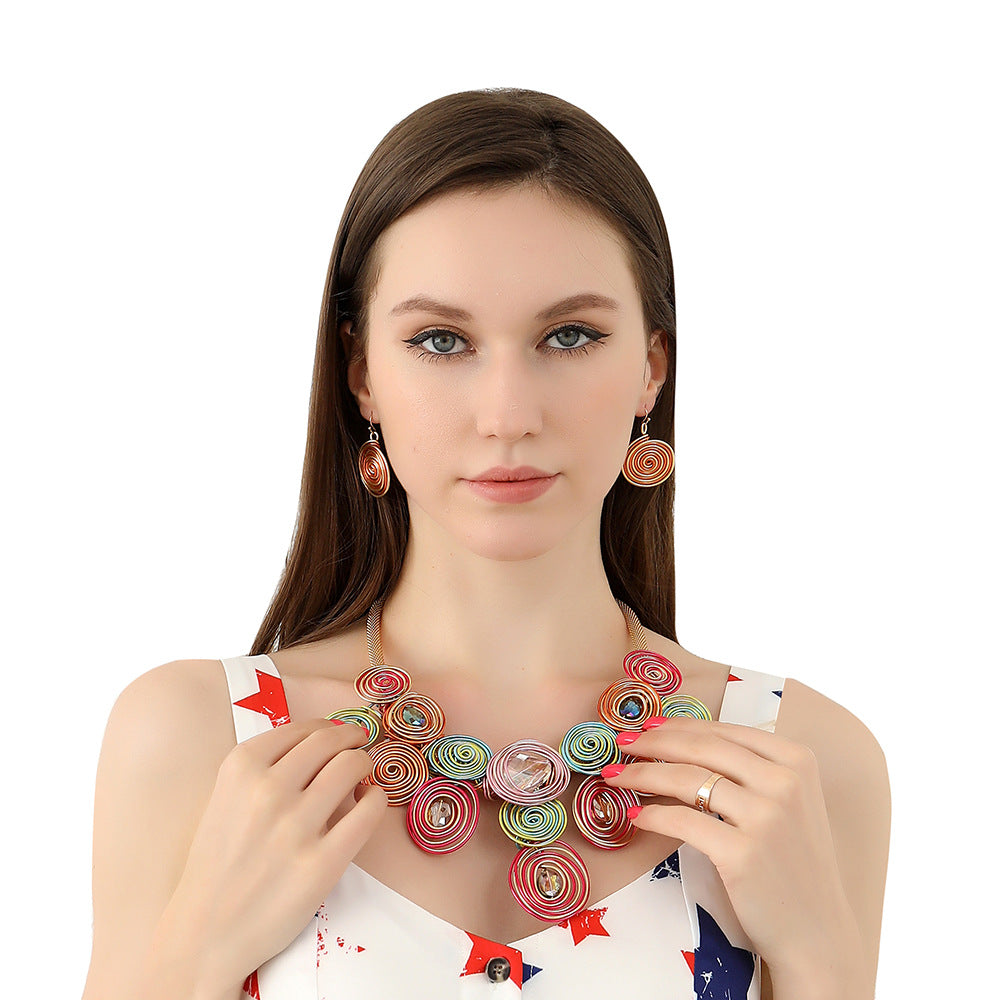 Transcontinental Handcrafted Necklace Set - Savanna Rhythms by Planderful Collection