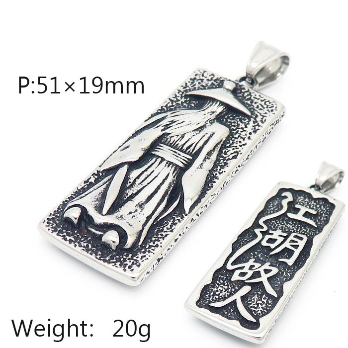 Titanium Steel Men's Pendant with Retro Punk Crosses and Skull Design