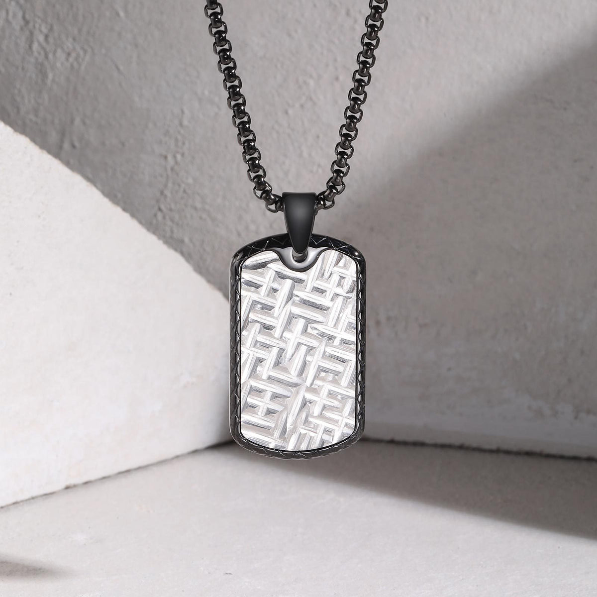 Dog Tag Black Stainless Steel Necklace for Men