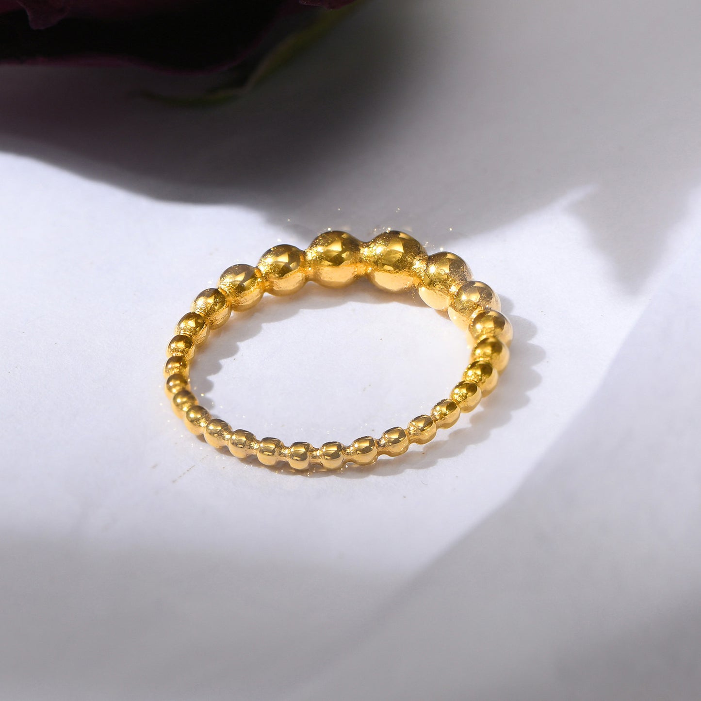 Rings Stainless Steel Round Beads Ring Gold Ladies Jewelry