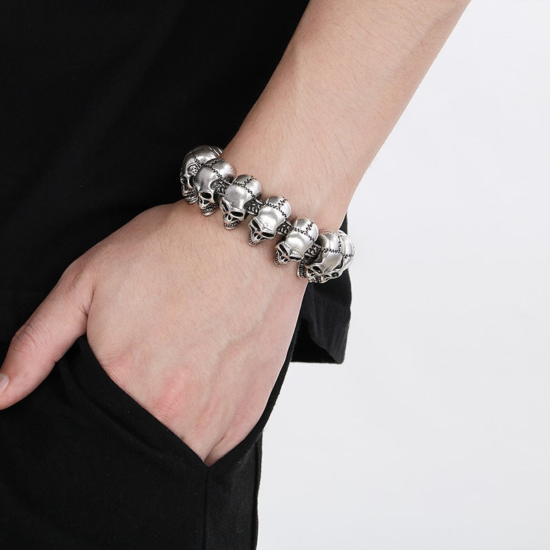 Planderful Skull Stainless Steel Bracelet Men Vacuum Plated