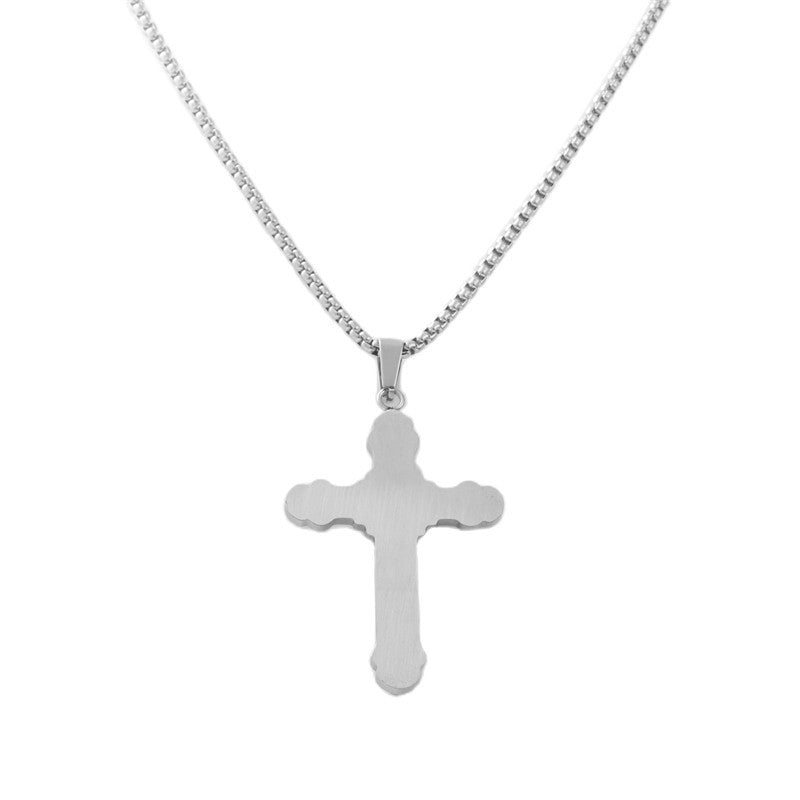 Trendy Stainless Steel Cross Pendant Necklace for Men - Personalized Retro Design in Titanium Steel