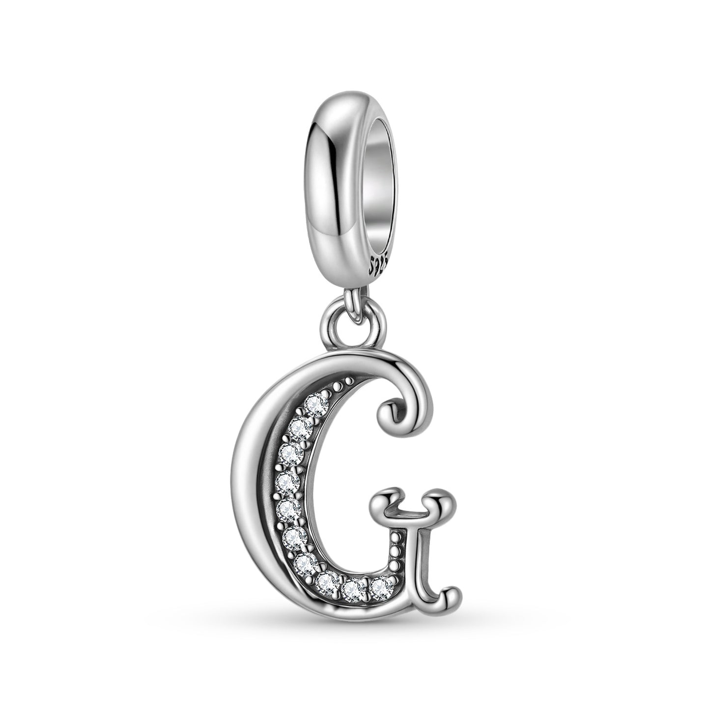 Planderful Jewelry 26 Letter Sterling Silver Pendant With Zircon Inlays Necklace