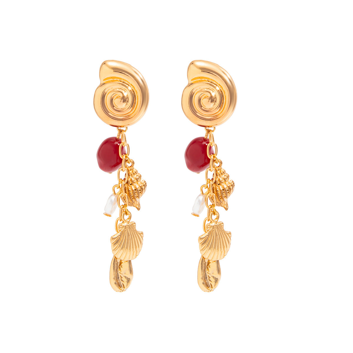 Statement Earrings Planderful Vienna Verve Retro Conch Pearl Scallop Fringe For Women Chic