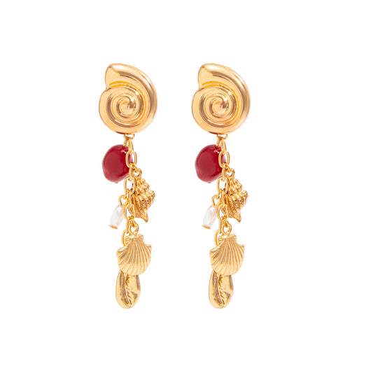 Statement Earrings Planderful Vienna Verve Retro Conch Pearl Scallop Fringe For Women Chic