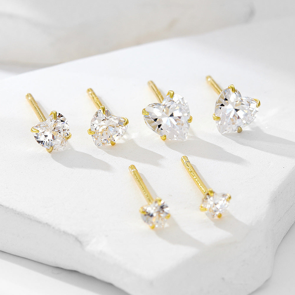 European and American Cross-Border 925 Sterling Silver Zircon Love Earrings