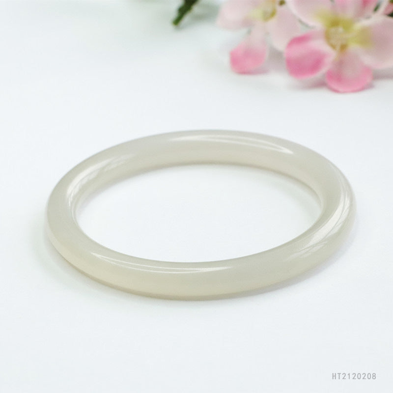 Smoke-Purple Hetian Jade Round Bangle