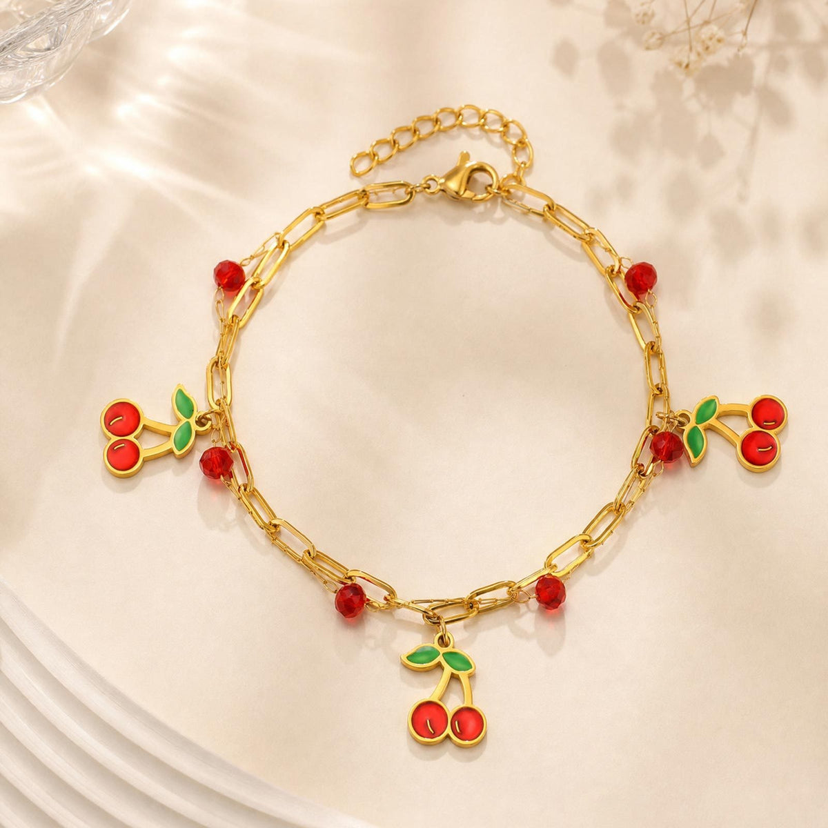 Korean Version Wind Cherry Stainless Steel Bracelet