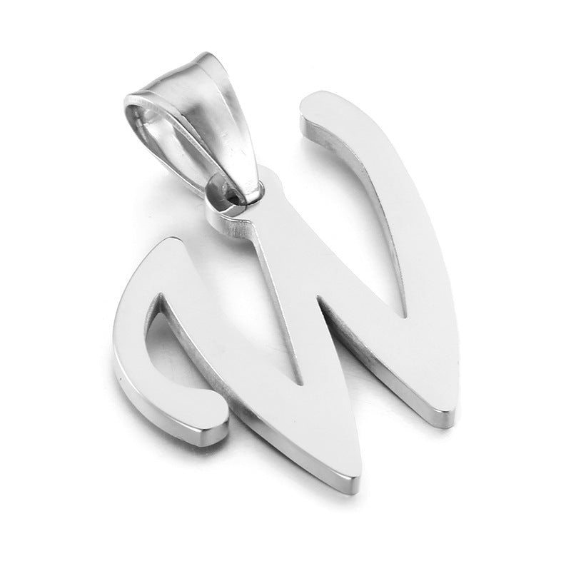 Men's And Women's Letter Pendants, Stainless Steel Glossy 26-Letter Titanium Steel Necklace