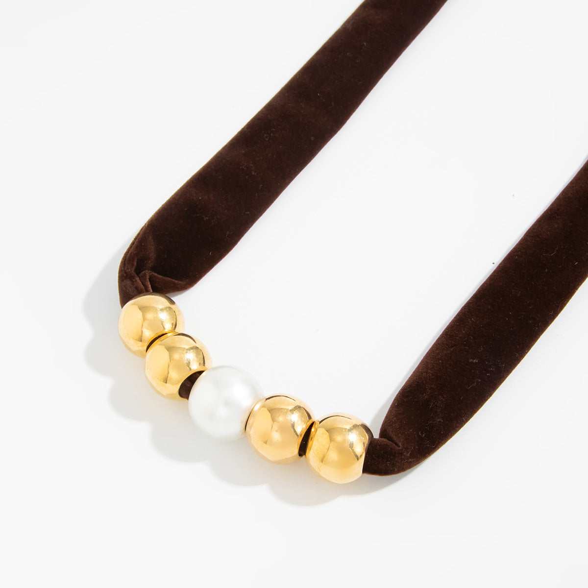 Knotted Fabric Pearl Bead Necklace