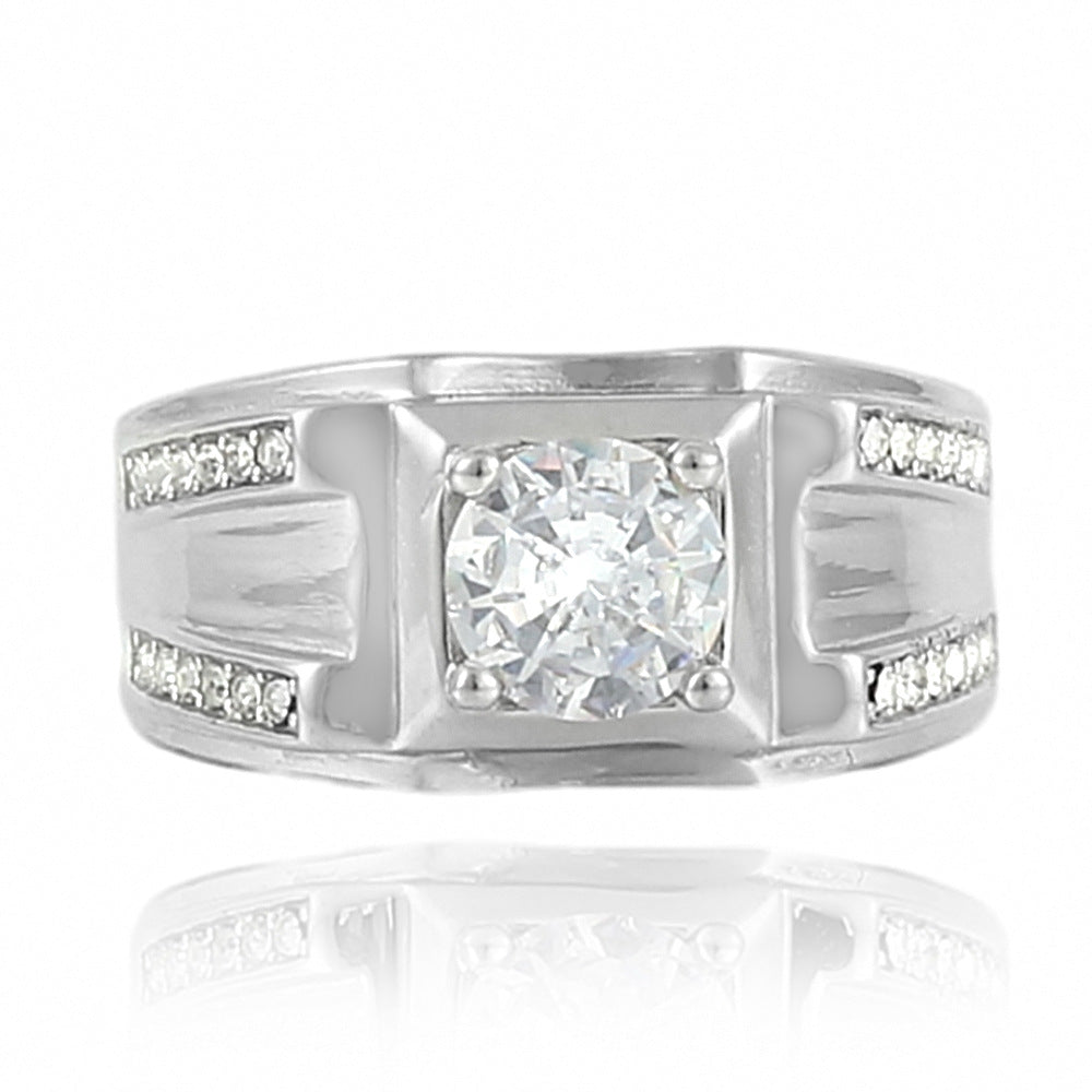 Trendy Multicolor Gemstone Ring for Men and Women - Personalized Titanium Steel Jewelry